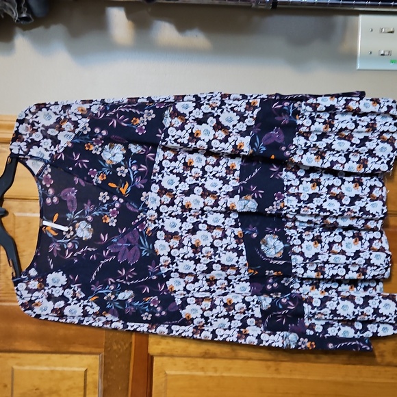 NWOT Free People Isabelle Purple Multi Floral V-Neck Tunic - Picture 4 of 8